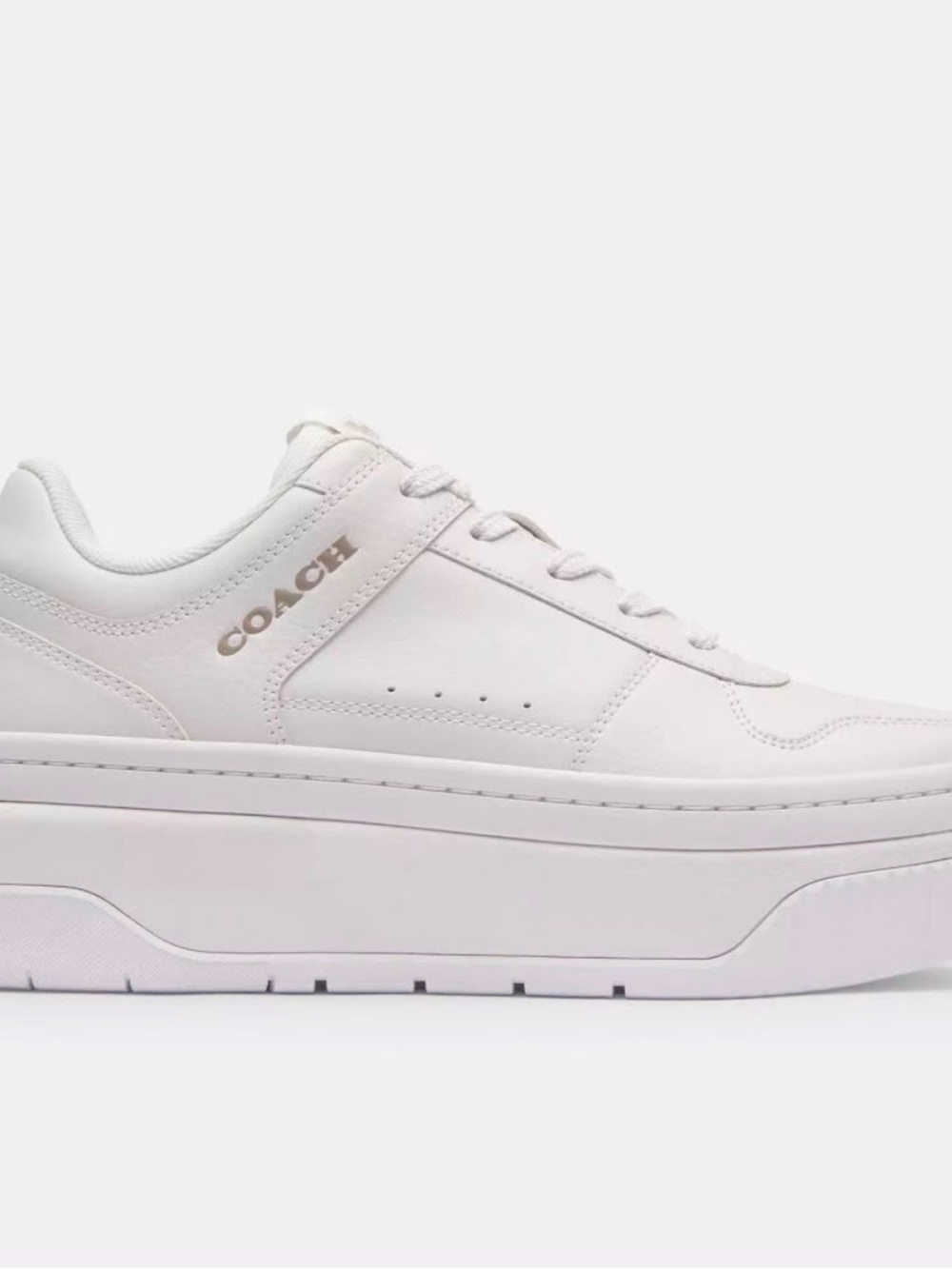 COACH Women's Pale Pink Leather Platform Sneaker